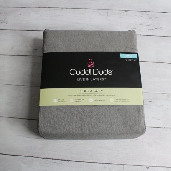 Cuddl Duds Sheet Set Twin Size Gray